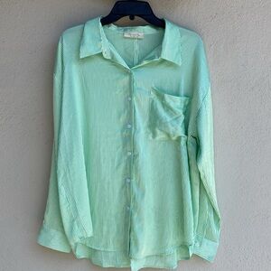 Doe and Rae Green Striped Shirt